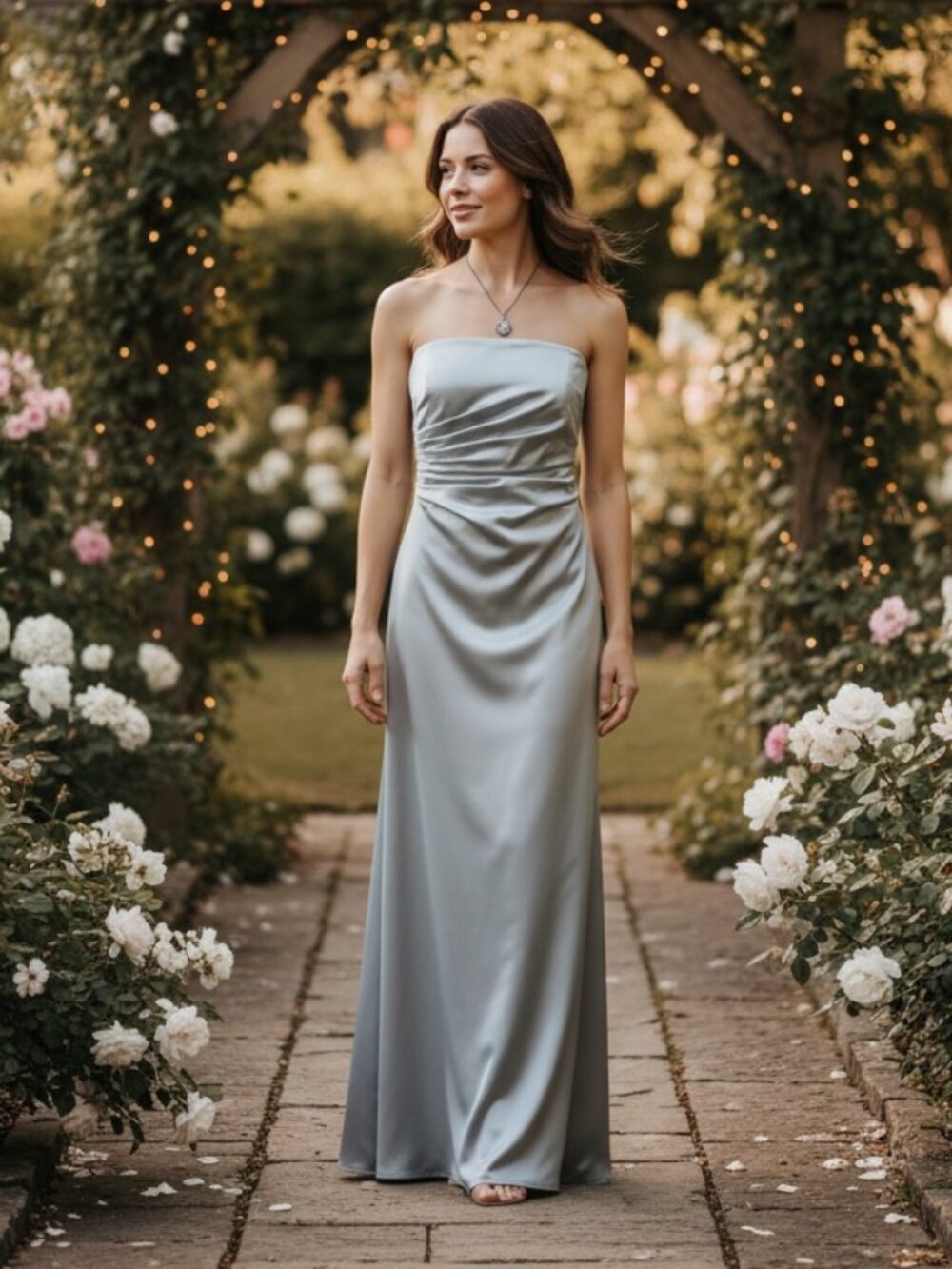 ABS Allen Schwartz Gray Liquid Satin Strapless Ruched Formal Gown Dress Sz 4